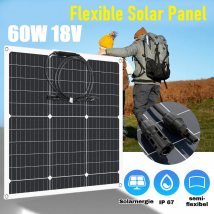 60 W Solarpanel, tragbares Solarpanel, Ladepanel, flexibel, 2 Stück, 120 W, 12 V/24 V, langlebig, Handy, Auto, Wohnmobil, Camping, Solarzelle