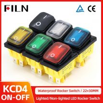 Ein/Aus 30 A/250 V Hochleistungs-4-poliger DPST IP67 wasserdichter versiegelter T85 Auto Boat Marine Kippschalter mit LED 12 V 220 V 30 x 22