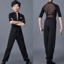 Abiti da ballo moderni per bambini nuovi per ragazzi camicia nera pantaloni da allenamento abiti per bambini Costume da ballo latino SL6597