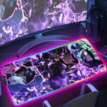 HD Hot Sale New Solo Leveling Anime Mouse Pad Pc Gamer Keyboard LED Laptop Rubber Mat Backlight Game Player RGB Colorful Deskmat