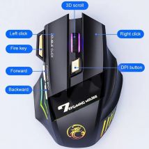 Mouse da gioco wireless IMICE GW-X7, 3200DPI dual-mode, 7 tasti programmabili, retroilluminazione RGB ricaricabile