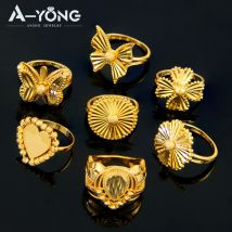 Dubai Mode Schmetterling Ringe 21k vergoldet Nigeria Braut Hochzeit Herz Ring Nahen Osten Frauen Vintage Party Schmuck