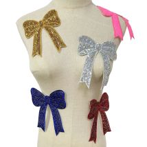 One Piece Bowknot Sequin Embroidery Patch, Fashion Iron On for Clothes Bags Hats DIY Cute Accessories