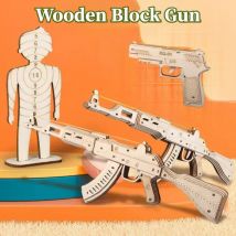 Gummiband Pistole 3D Holz Baustein Mechanische AK47 Modell Kit Montage Gebäude Puzzle Spielzeug für Kinder Geburtstag Geschenke