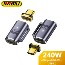 NNBILI USB4.0 Thunderbolt3/4 Adattatore magnetico da USB C a tipo C Cavo convertitore di carica a ricarica rapida da 240 W 40 Gbps Adattatore 8K a 60 Hz