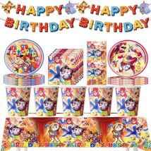Die erstaunliche digitale Zirkus geburtstags feier dekoration Baby party Kinder Jungen Mädchen Party liefert Luftballons Tischdecke Flaggen gesetzt