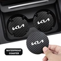 2Pcs Auto Innen Leder Coaster Anti-lärm Wasser Tasse Pad Für Kia Sportage Karneval Seltos Sorento Rio borrego Forte Ceed Niro