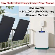 Stacja zasilania fotowoltaicznej off-grid o mocy 3000W, falownik 3kW i akumulator LiFePO4 24V 100Ah - urządzenie all-in-one.