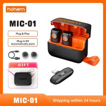 Hohem MIC-01 Microfono lavalier wireless da bavero per iPhone Android SmartPhone PC Computer Dispositivi USB-C Streaming di registrazione Youtube