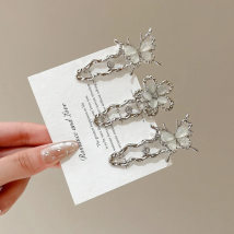 2PCS Y2K Irregular Liquid Metal Hairpin Butterfly Opal Hair Clip Pins Girl Fashion Bang Clips For Women Hair Accessories Gifts