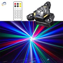 LED Mini Moving Head Strahllicht Rot Grün Laser Strobe 3 in 1 Disco mit Magic Ball Rotierender Blitz Bühnenlicht Fernbedienung