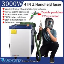 3000W Raycus 4 IN 1 Saldatura Laser Saldatore Laser a Fibra Pulizia Macchina da Taglio S & A refrigeratore d'acqua 380V Elettricità Industriale