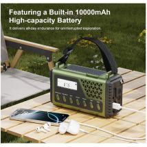 Crank Charging Emergency Radio with 10000mAh Power Bank, AM/FM/SW  bluetooth speaker disaster Radio Solar Charge blackout Radio