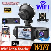 Dash Cam WIFI a 3 obiettivi per auto 2cam Telecamera interna anteriore Videoregistratore 1080P Dashcam Black Box Car DVR Telecamera posteriore opzionale