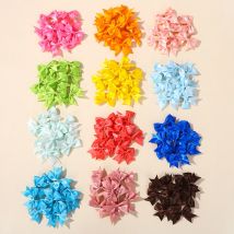 50 Stück Mini-Schleifen-Haarspangen für Mädchen, verschiedene Farben, zartes Band, Haar-Accessoires, süße Haarklammern, zufällige Großhandelsverpackung
