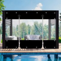 Lona de PVC con dos cremalleras, gruesa, 0,55mm, 650 g/m2, lona impermeable, cortinas de vinilo para exteriores, Patio, pérgola, Gazebo, porche