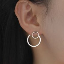 My Shape Doppel kreis runde Ohr stecker geometrische Ohrringe Edelstahl Ohrringe minimalist ische vorne hinten Ohrringe Schmuck