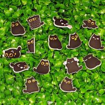 15Pcs Cartoon Schwarze Katze PVC Schuh Charms Für Clogs Pins Loch Schuhe Ornamente Kinder Sandalen Zubehör DIY Rucksack Kind geschenk