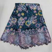 2025 Hot Popular Ankara Wax Lace Fabric 6yards African Nigerian 100% Cotton Wax Print Fabric Guipure Lace With Wax Z6-303-2