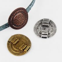 5 Sets Ring Disc Round Hammered Sliders For 10mm Flat Leather Cord Bracelet