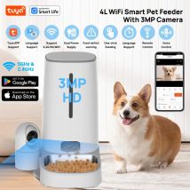 Tuya Smart Cat Food Dispenser Alimentatore per cani con fotocamera 2.4G WiFi 4L Rilevazione movimento 3MP HD, Timed, MotionTracking Alimentatore per animali domestici