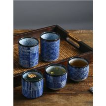 Retro Japanese Qinghai Ceramic Tea Cup Simple Sushi Restaurant Handy Cup Thicken Cafes Drinkware Water Bottle Wholesale