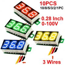 1-10 sztuk Mini diod LED woltomierz cyfrowy 0-100V 0.28 Cal 3 przewody DC 12V 24V 48V napięcie Volt metromierz Tester wyświetlacz LED