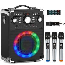 S8-T Kara Ok con 3 Microfoni, Altoparlante Bluetooth 5.3 Portatile per Karaoke, Adatto per Attività all'Aperto, Feste e Raduni