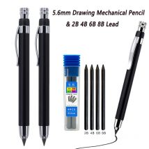 2pcs/set 5.6mm Drawing Mechanical Pencil Set with 2B 4B 6B 8B Lead - Professional Woodworking Pencil Engineering Drawing Tool