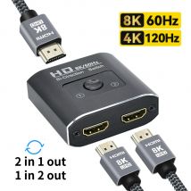 Switch HDMI 8K 60Hz 2 porte 2 In 1 Out Splitter Video per PC portatile Xbox PS3/4/5 TV Box per