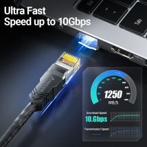 AMPCOM Ultraflexibles Netzwerkkabel, CAT 6A Ultraweiches 10 Gbit/s RJ45 Cat6a Ethernet LAN-Kabel RJ45 High-Speed für Router Modem PC