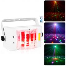 Luce per feste DJ Luce stroboscopica a LED 15W 3IN1 Effetto Lazer Proiettore di luce Luce da palcoscenico attivata dal suono con telecomando per discoteca Club Bar