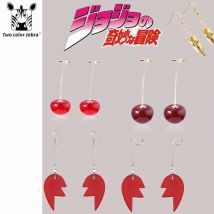 JoJo's Bizarre Adventure Kakyoin Noriaki Cosplay Costume Pink Cherry Earring Clip Jean Pierre Polnareff Unisex Ear Studs