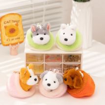 10 cm Mini süße Hund Plüschtiere 2 in 1 Kawaii weiche Tasche Anhänger Liebe Hund im Hundehaus Plüschtier Corgi Schnauzer gefüllte Puppe Mädchen Geschenk