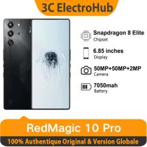 RedMagic 10 Pro,Versione globale,6,85 punti,Snapdragon 8 Elite,7050 mAh,Carica 100W,50MP,NFC,12 Go RAM,ROM 256 Go,Telefono intelligente