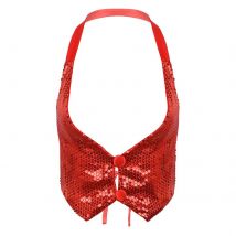 TiaoBug Women Halter Dance Vest Waistcoat Adult Shiny Sequins Street Dancing Hip-hop Jazz Choir Stage Performance Dance Costume