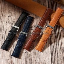 Lederarmband Slub Pattern Lederarmband 12mm 14mm 16mm 18mm 20mm 22mm 24mm Sportarmband Soft Universal Business WristBelt