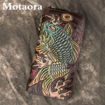 Motaora Luxus Vintage Brieftasche neue Retro hand gefertigte geprägte Geldbörse Echt leder Männer Frauen Clutch Multifunktion karten halter