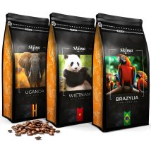 Kawa ziarnista 3x1kg BRAZYLIA/WIETNAM/UGANDA 100% ARABICA Świeża + GRATIS