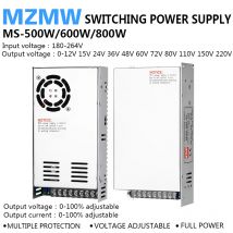 500W 600W 800W Switching Power Supply MS 0-12V 24V 36V 48V 60V 72V 80V 110V 150V 220V AC/DC Voltage Adjustable Industrial SMPS