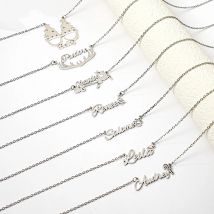 Custom Name Necklace Stainless Steel Personalized Christmas Christmas Tree Pendant Unisex Holiday Gift for Kids Family Couples