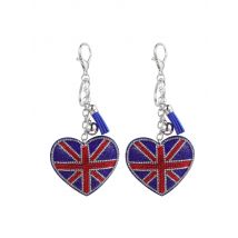2 Pcs Flag Pendant Uk Heart Key Chains Keychain Union Jack British Themed Cute Women Earrings