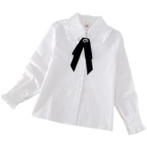 Girls Blouses Spring Autumn Long Sleeve Preppy Style Kids White Shirts Cotton Girls Clothes School Uniform Vestidos 6 8 10 Years