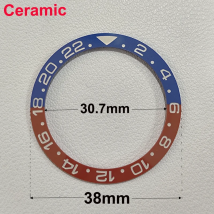 38mm Top Qualität Rot & Blau GMT Keramik Lünette Einsatz Cola Ring Voll Leuchtende Retro Aluminium Lünetten Für 40mm herren Uhr Teile