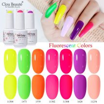 Clou Beaute Rosa Grün Rose Rot Gelb Neon Fluoreszierendes Gel Nagellack Sommerfarbe Nail Art Maniküre Semi Permanent UV Gel
