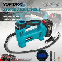 YOFIDRA Hochdruck Luft Aufblasbare Reifen Inflator Kompressor Digital Display Cordless Auto Reifen Inflator Für Makita Batterie Pin