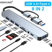 Adapter USB 3.0 typu C Stacja dokująca Port USB 2.0 Czytnik kart SD TF Wyjście audio Rozdzielacz wielu koncentratorów do komputera Macbook Pro