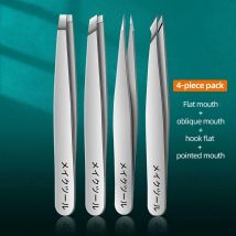 4-teiliges Set, professionelles Pinzetten-Set, perfekt für die Augenbrauen-Haarentfernung, Splitter, sehr mühelos und entspannt zu entfernen