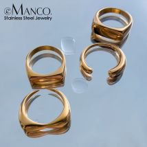 eManco Stainless Steel Y2K Rings Collection Modern Style Angular  Smooth Elements Wear Statement Ring Jewelry Wholesale