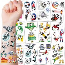 12 fogli di tatuaggi temporanei per bambini, tifoso di calcio, tatuaggio finto, adesivo per tatuaggi impermeabile, uomo, donna, partite di calcio